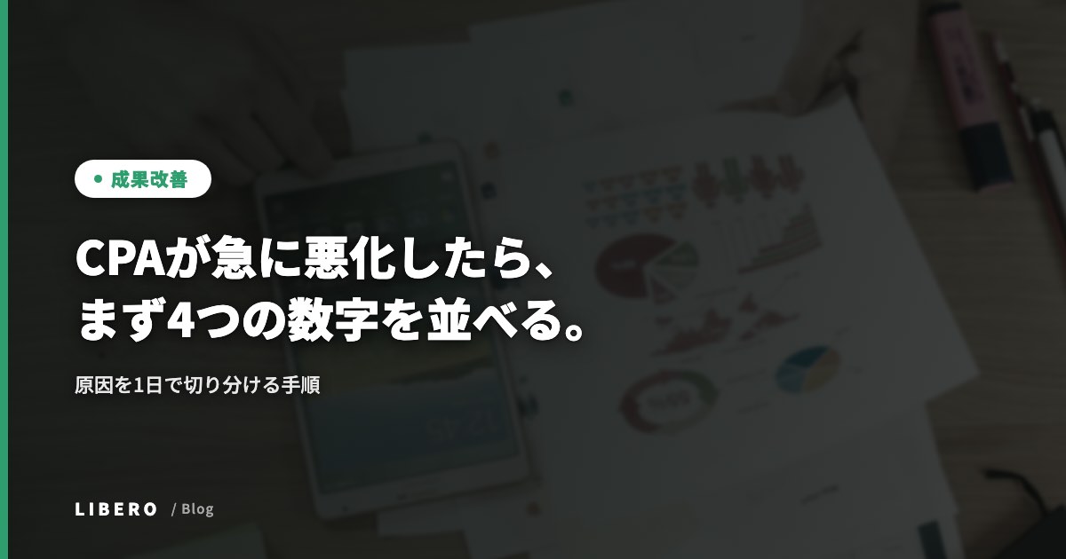 CPAが急に悪化したら、まず4つの数字を並べる。原因を1日で切り分ける手順