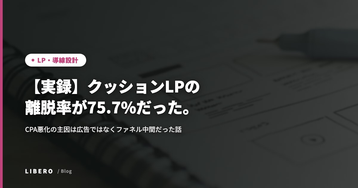 【実録】クッションLPの離脱率が75.7%だった。CPA悪化の主因は広告ではなくファネル中間だった話