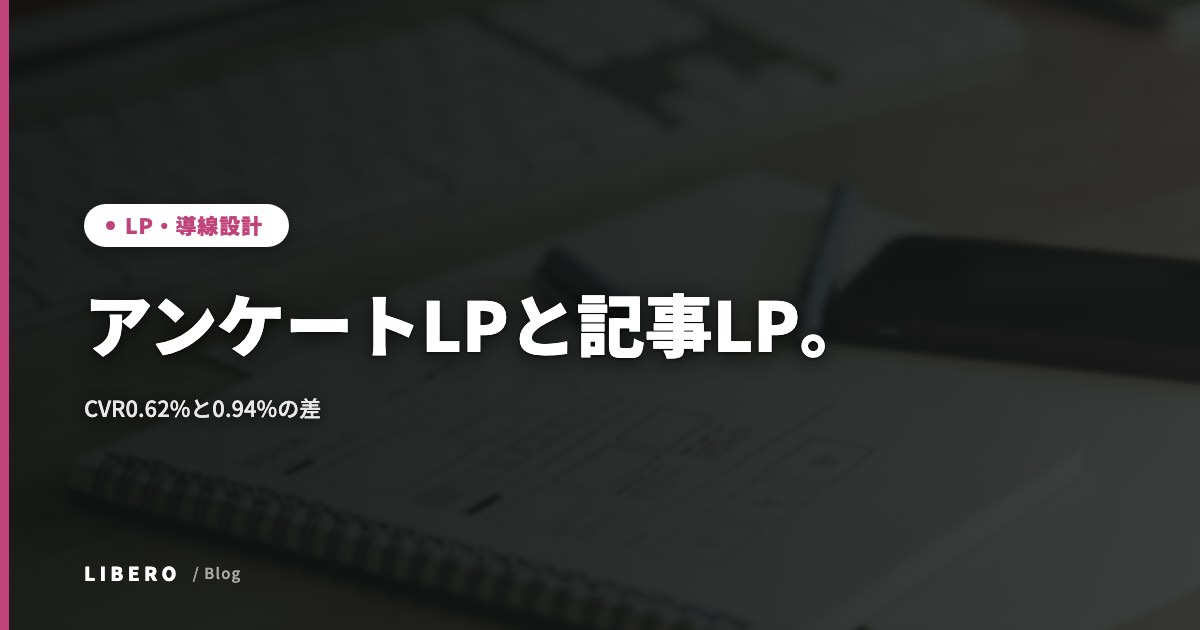 アンケートLPと記事LP。CVR0.62%と0.94%の差